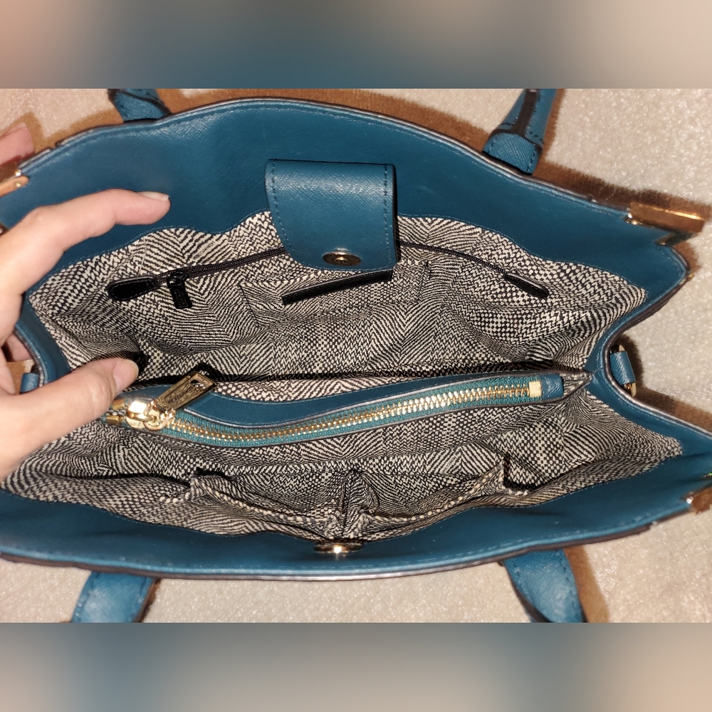 Rebecca Minkoff Amorous Satchel 2-way Teal Handbag - Picture 8 of 12